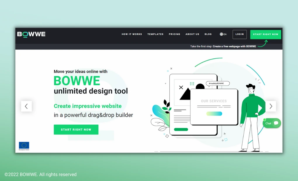 Screenshot from BOWWE Main Page